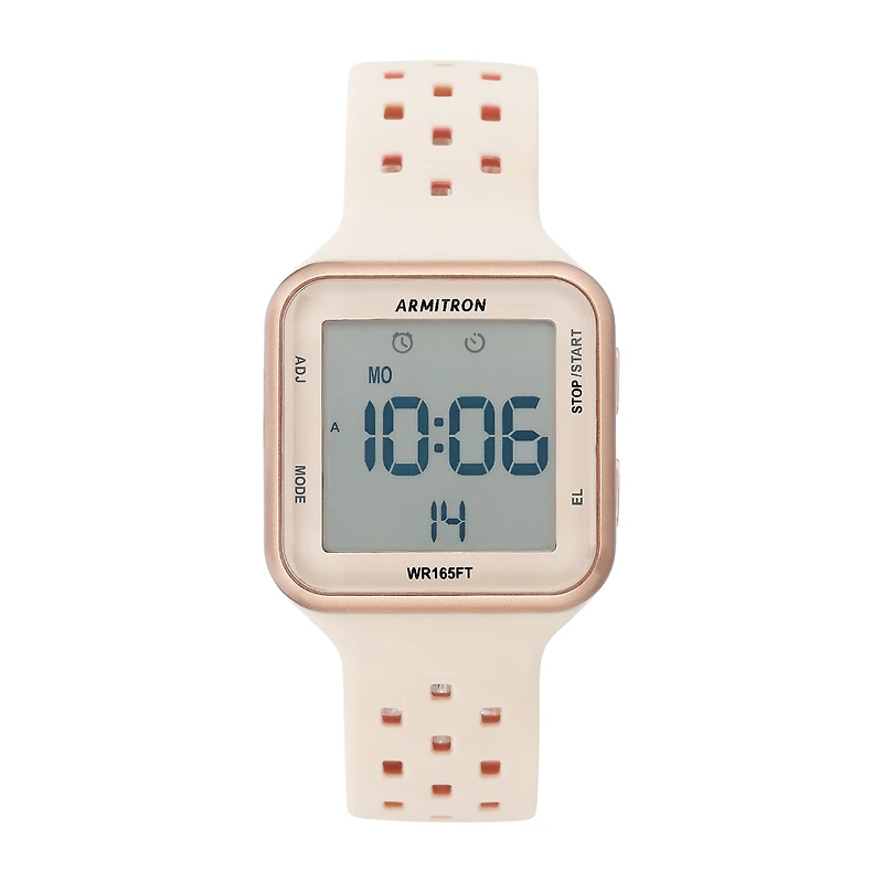 Armitron Pro Sport Womens Chronograph Multi-Function Digital Rose Goldtone Strap Watch 40/8417pbh