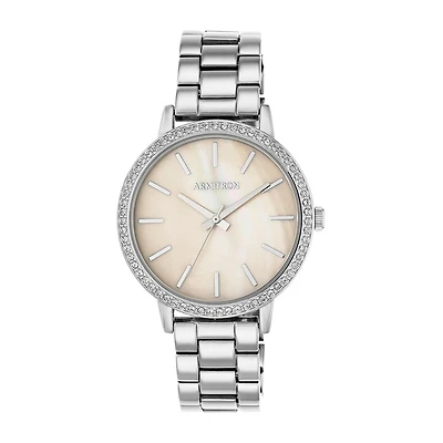 Armitron Womens Crystal Accent Silver Tone Bracelet Watch 75/5500tmsv