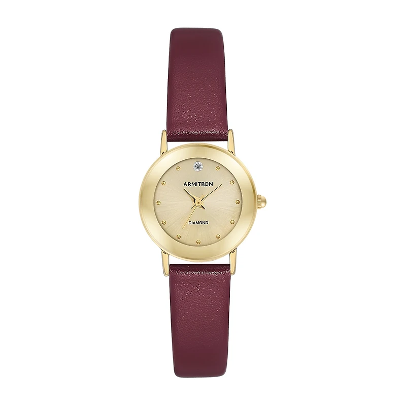 Armitron Womens Red Leather Strap Watch 75/2447chgpby