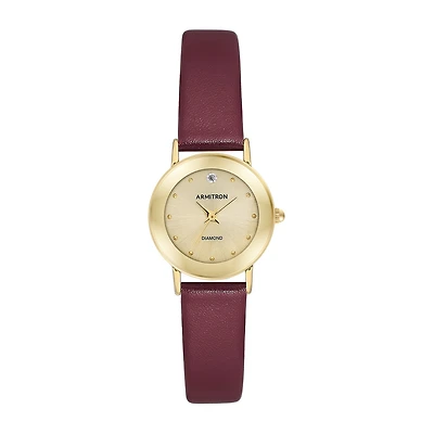 Armitron Womens Red Leather Strap Watch 75/2447chgpby