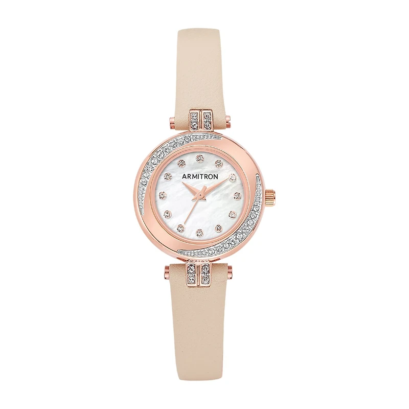 Armitron Womens Pink Leather Strap Watch 75/5542mprgbh