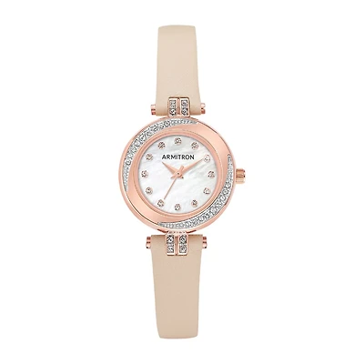 Armitron Womens Pink Leather Strap Watch 75/5542mprgbh