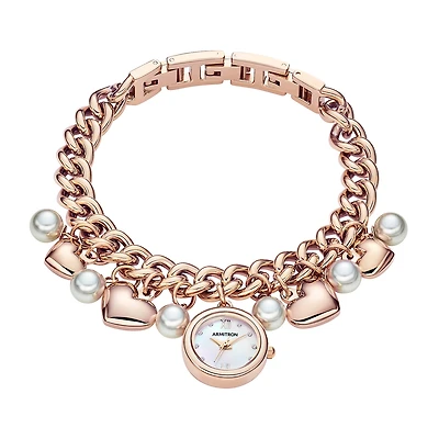 Armitron Charm Womens Crystal Accent Rose Goldtone Bracelet Watch 75/5578mprg