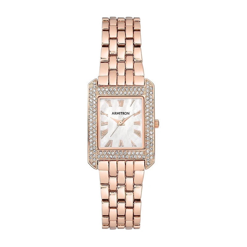 Armitron Womens Crystal Accent Rose Goldtone Bracelet Watch 75/5575mprg