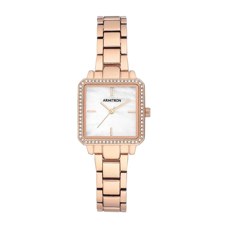 Armitron Womens Crystal Accent Rose Goldtone Bracelet Watch 75/5589mprg