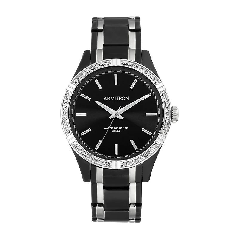 Armitron Unisex Adult Crystal Accent Two Tone Stainless Steel Bracelet Watch 20/5317bktb