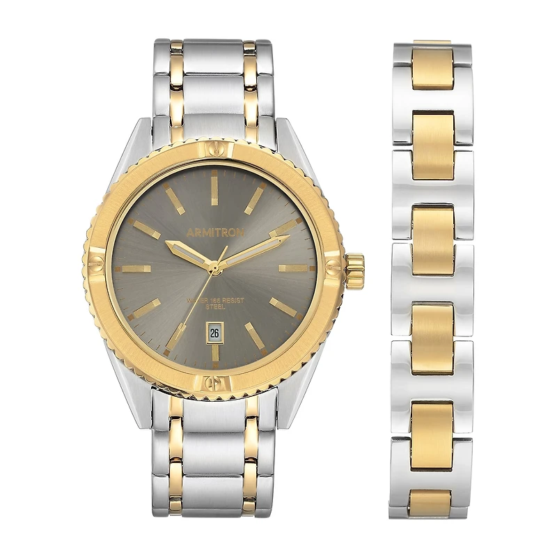 Armitron Mens Two Tone Stainless Steel Bracelet Watch 20/5341gyttst