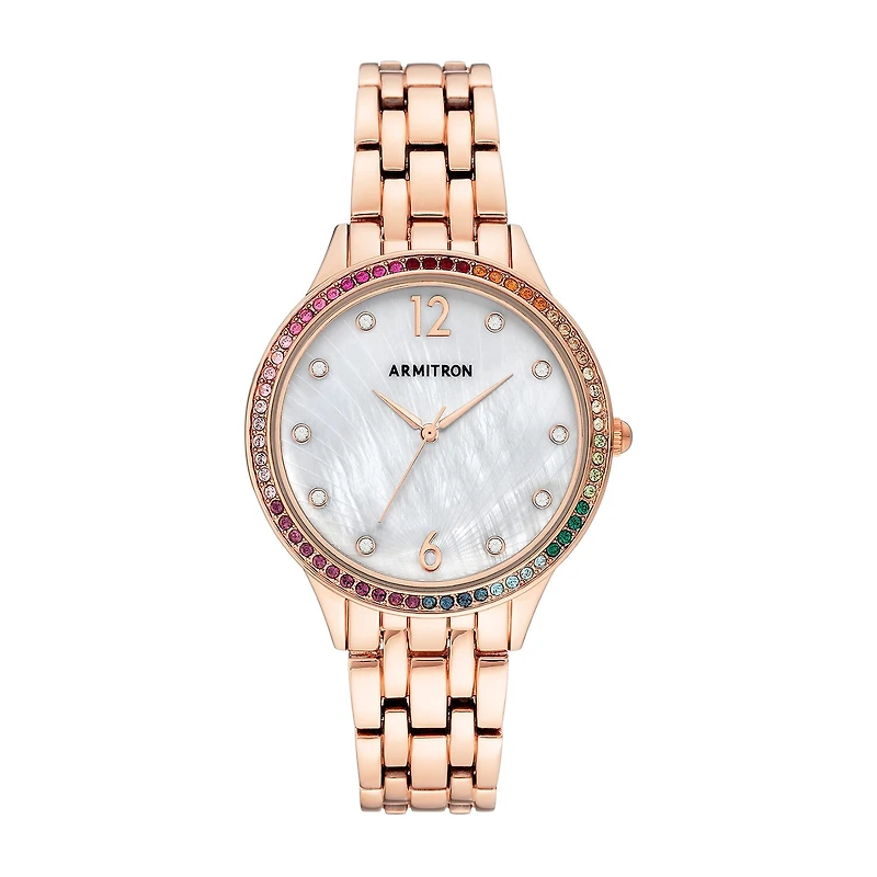 Armitron Womens Crystal Accent Rose Goldtone Bracelet Watch 75/5644mprg