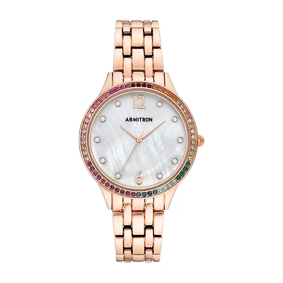 Armitron Womens Crystal Accent Rose Goldtone Bracelet Watch 75/5644mprg