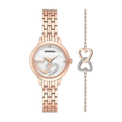 Armitron Womens Crystal Accent Rose Goldtone 2-pc. Watch Boxed Set 75/5663mprgst