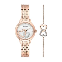 Armitron Womens Crystal Accent Rose Goldtone 2-pc. Watch Boxed Set 75/5663mprgst