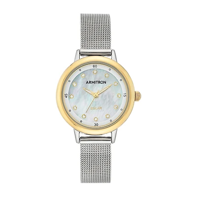 Armitron Womens Crystal Accent Silver Tone Stainless Steel Bracelet Watch 75/5712mptt