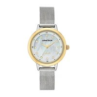 Armitron Womens Crystal Accent Silver Tone Stainless Steel Bracelet Watch 75/5712mptt