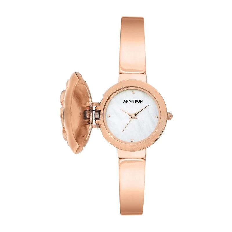 Armitron Womens Crystal Accent Rose Goldtone Bangle Watch-75/5682mprg