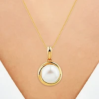 Certified Sofia™ Cultured Freshwater Pearl 10K Gold Knot Pendant