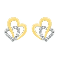Lab Created White Sapphire 10K Gold Sterling Silver 12mm Heart Stud Earrings