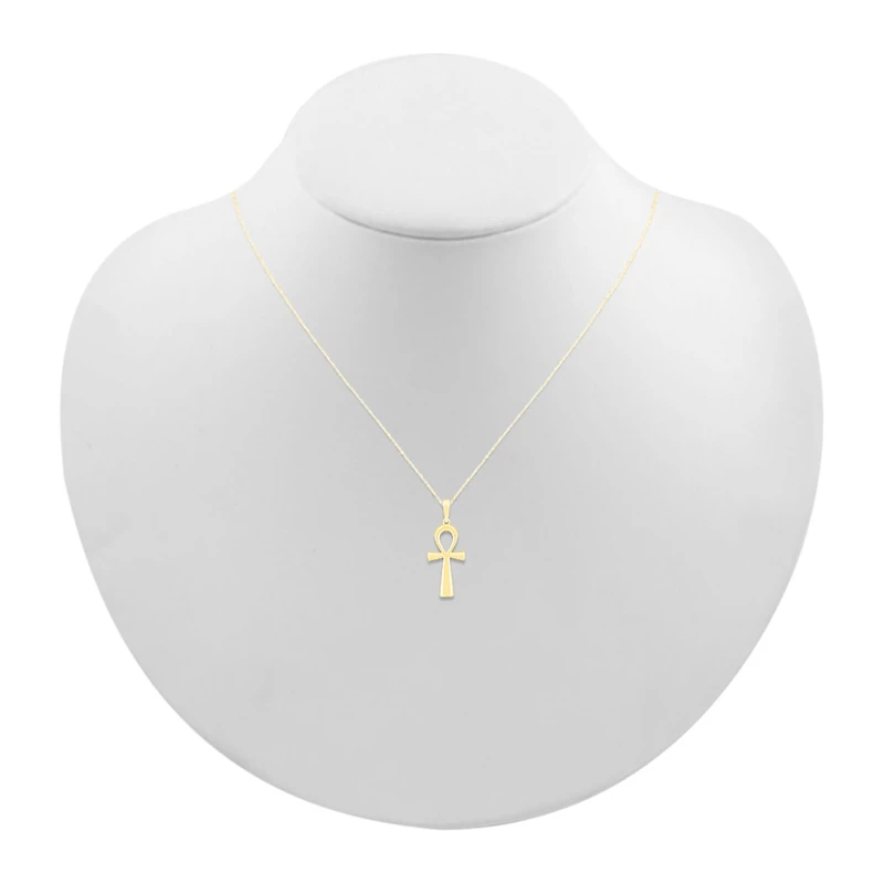 Womens 10K Gold Cross 18 Inch Pendant Necklace
