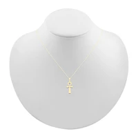 Womens 10K Gold Cross 18 Inch Pendant Necklace