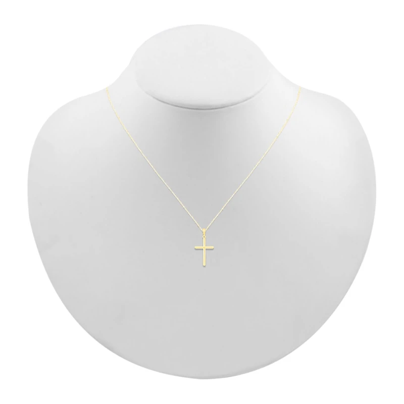 Womens 10K Gold Cross 18 Inch Pendant Necklace