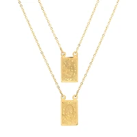 Sacred Heart Of Jesus And Our Lady Of Mount Carmel Scapular Medal Mens 18K Gold Over Stainless Steel Rectangular 24 Inch Pendant Necklace