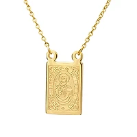 Sacred Heart Of Jesus And Our Lady Of Mount Carmel Scapular Medal Mens 18K Gold Over Stainless Steel Rectangular 24 Inch Pendant Necklace