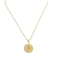 Steeltime Saint Benedict Medal Mens 18K Gold Over Stainless Steel Round 24 Inch Pendant Necklace