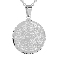 Steeltime "Lord'S Prayer" Mens Stainless Steel 24 Inch Pendant Necklace