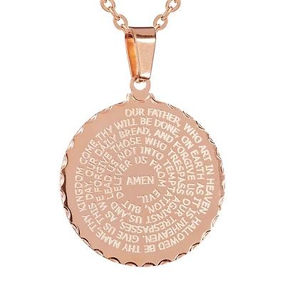 Steeltime Mens 18K Rose Gold Over Stainless Steel 24 Inch Pendant Necklace