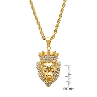 Steeltime Mens 1/2 CT. T.W. Simulated White Cubic Zirconia 18K Gold Over Stainless Steel Crown Hypoallergenic 30 Inch Pendant Necklace