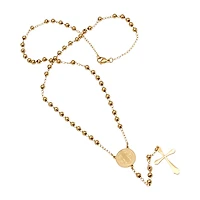 Steeltime Saint Benedict Medal Mens 20 Inch Rosary Necklace