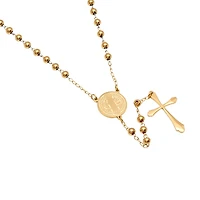 Steeltime Saint Benedict Medal Mens 20 Inch Rosary Necklace