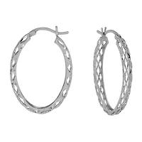 Womens Sterling Silver 31mm Round Hoop Earrings