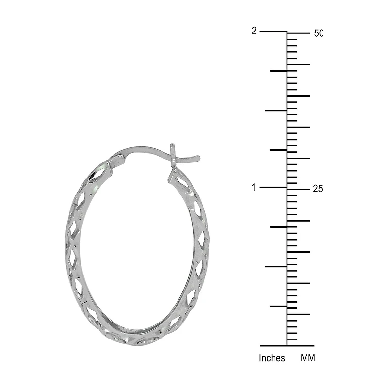 Womens Sterling Silver 31mm Round Hoop Earrings