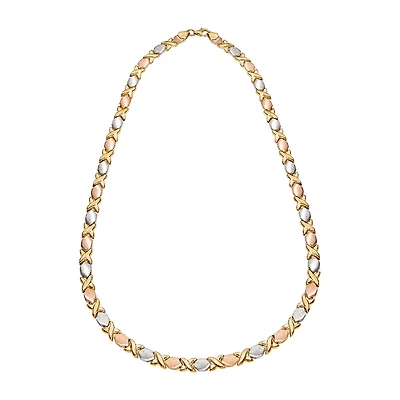 Womens 14K Tri-Color Gold Over Silver 18 Inch Tennis Necklace