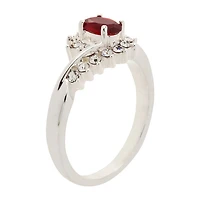 Sparkle Allure Womens Red Crystal Oval Hypoallergenic Bypass  Halo Engagement Ring