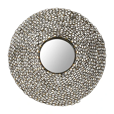 Safavieh Jeweled Chain Natural Wall Mount Round Wall Mirror