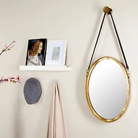 Safavieh Pembroke Strap Antique Gold Wall Mount Oval Wall Mirror