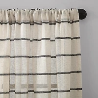 Clean Window Twill Stripe Anti-Dust Rod Pocket Sheer Single Curtain Panel