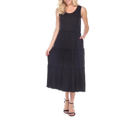 White Mark Womens Midi Scoop Neck Sleeveless Maxi Dress