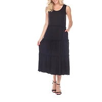 White Mark Womens Midi Scoop Neck Sleeveless Maxi Dress