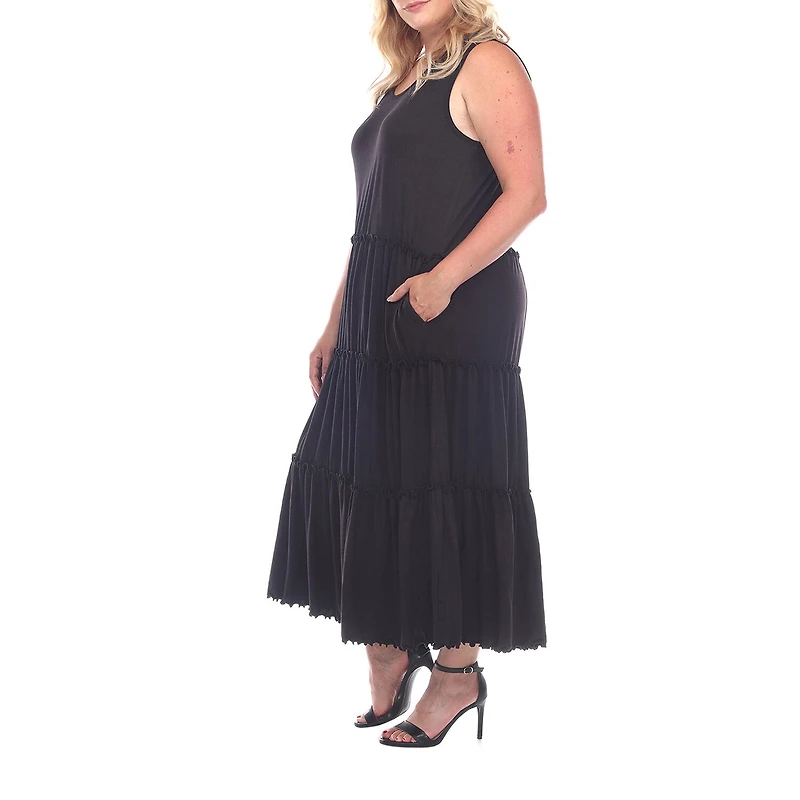 White Mark Womens Plus Midi Scoop Neck Sleeveless Maxi Dress