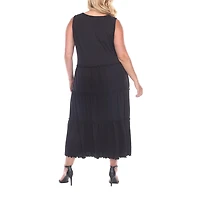 White Mark Womens Plus Midi Scoop Neck Sleeveless Maxi Dress