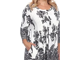 White Mark Plus Womens Scoop Neck 3/4 Sleeve Tunic Top