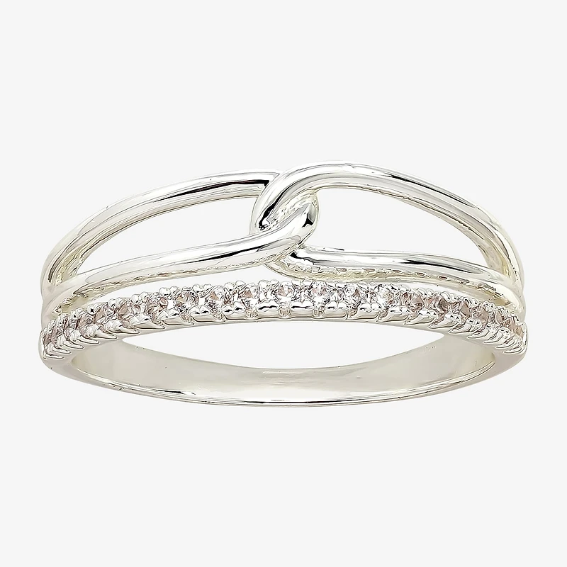 Sparkle Allure Womens 2MM Cubic Zirconia Pure Silver Over Brass Band
