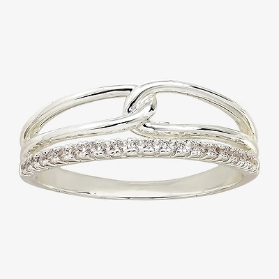 Sparkle Allure Womens 2MM Cubic Zirconia Pure Silver Over Brass Band
