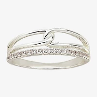 Sparkle Allure Womens 2MM Cubic Zirconia Pure Silver Over Brass Band