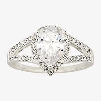 Sparkle Allure Womens Cubic Zirconia Pure Silver Over Brass Pear Engagement Ring