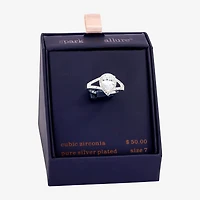 Sparkle Allure Womens Cubic Zirconia Pure Silver Over Brass Pear Engagement Ring