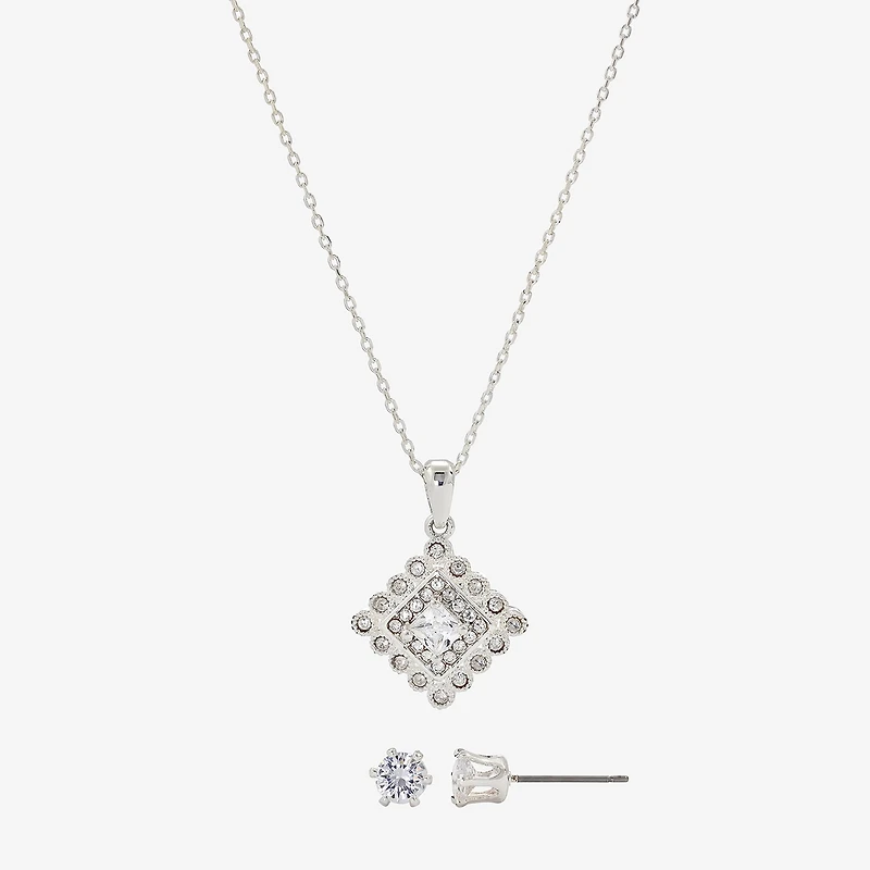 Sparkle Allure Womens Cubic Zirconia Pure Silver Over Brass Diamond 2-pc. Jewelry Set