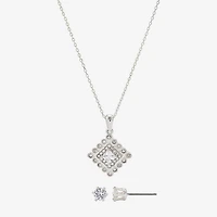Sparkle Allure Womens Cubic Zirconia Pure Silver Over Brass Diamond 2-pc. Jewelry Set